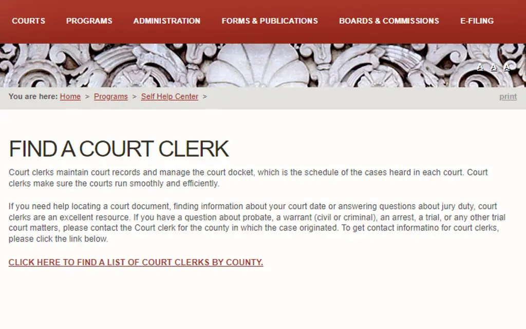 Tennessee court clerk list by county to search all court records free.